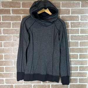 Lululemon pullover Think Fast Heathered Herringbone Black Hoodie Sweater size 8